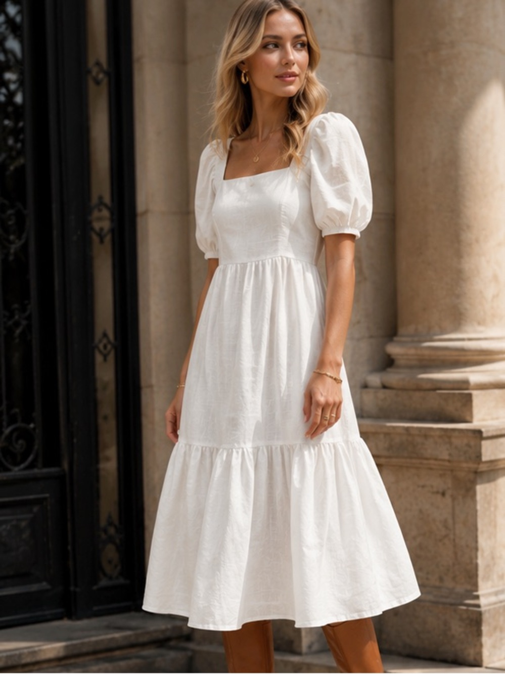 MNG cotton puffy sleeves dress bloggers fav - Picture 2 of 14